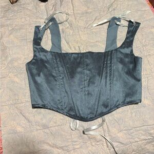 Handmade Satin Corset Top with Ribbon Straps